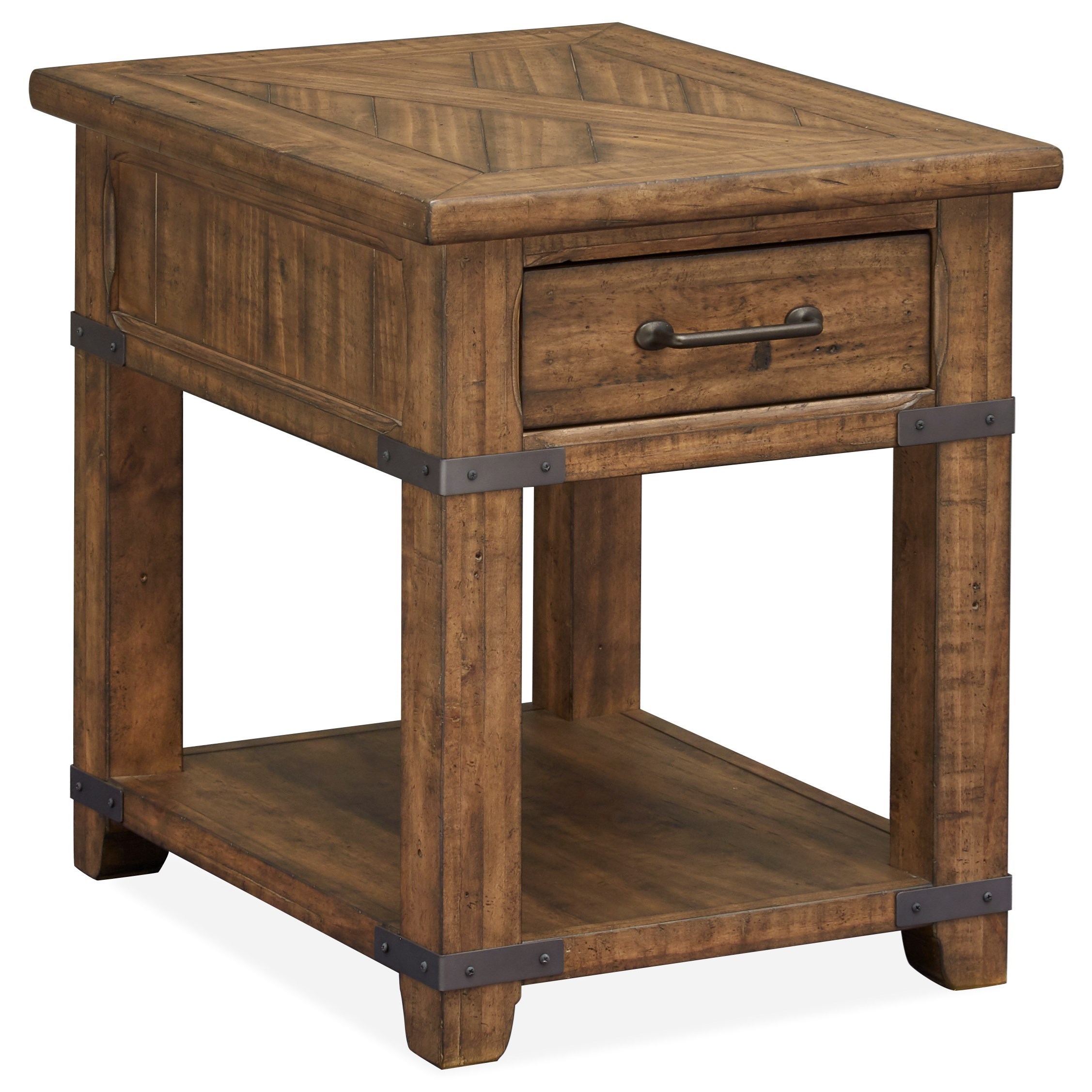 Magnussen Home Chesterfield Rustic End table with Drawer Howell